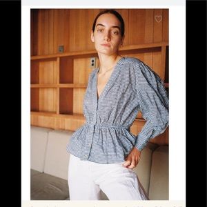 Ciao Lucia talita gingham navy top